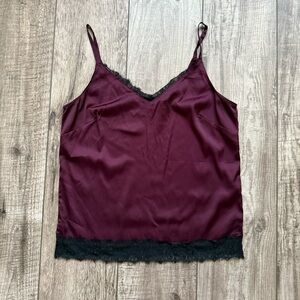 Merlot satin lace trimmed cami - White House Black Market